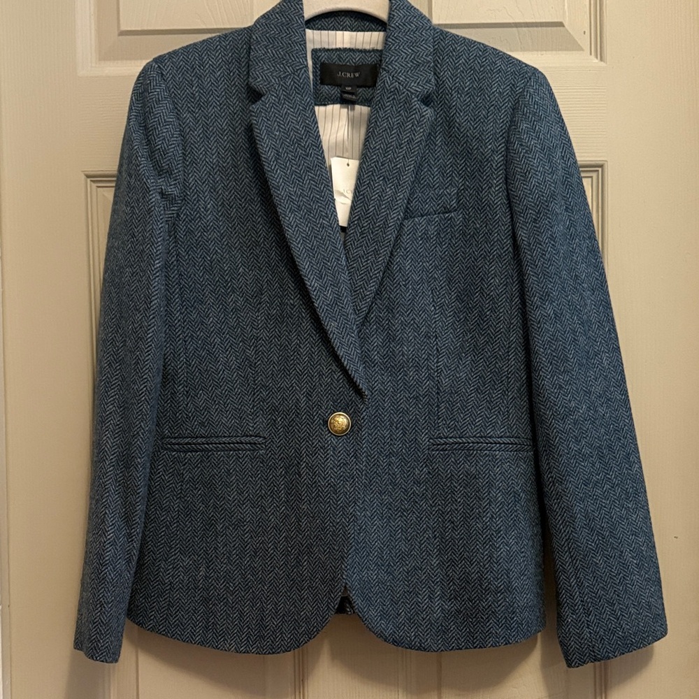 J. Crew Blue Herringbone Blazer